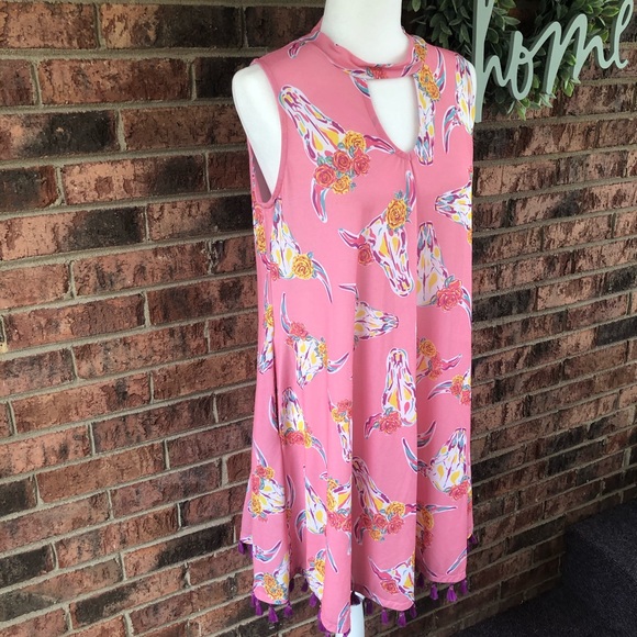 { SIMPLY SOUTHERN } NWOT Cow Skull Keyhole Dress - Picture 2 of 8